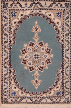 Nain Blue Square Hand Knotted 1'10" X 2'1"  Area Rug 100-109082