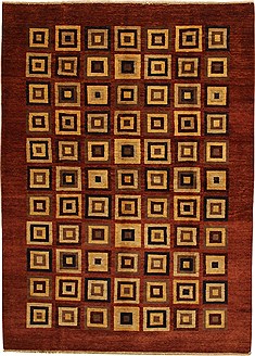 Gabbeh Beige Hand Knotted 6'9" X 9'3"  Area Rug 100-11061