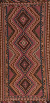 Kilim Red Runner Hand Knotted 4'6" X 9'3"  Area Rug 100-110015