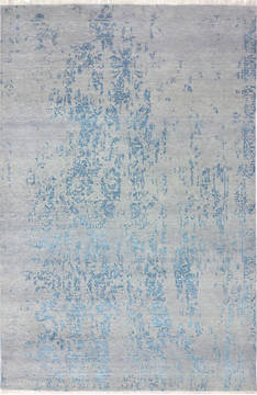 Modern Grey Hand Knotted 6'0" X 9'3"  Area Rug 904-136314