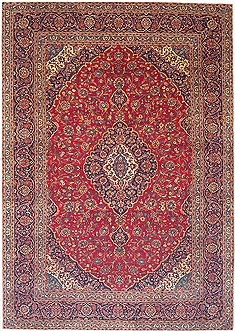 Kashan Red Hand Knotted 9'2" X 13'5"  Area Rug 100-14715
