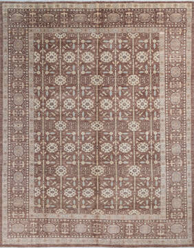 Afghan Chobi Brown Rectangle 8x10 ft Wool Carpet 145734