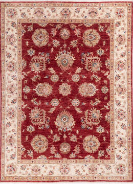 Chobi Red Hand Knotted 5'1" X 6'10"  Area Rug 700-146255
