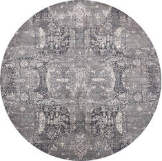 Indian Jaipur Grey Round 5 to 6 ft Wool and Raised Silk Carpet 147062