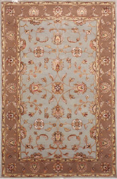 Indian Jaipur Grey Rectangle 4x6 ft Wool and Raised Silk Carpet 147211