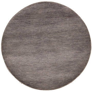 Indian Modern-Contemporary Grey Round 4 ft and Smaller Wool Carpet 147379