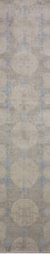 Indian Jaipur White Runner 16 to 20 ft Wool and Raised Silk Carpet 147719