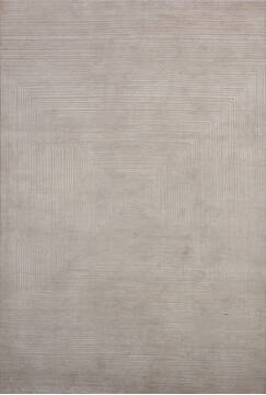 Indian Jaipur White Rectangle 6x9 ft Wool and Raised Silk Carpet 147750