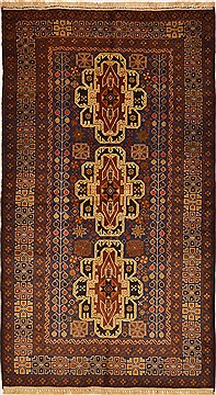 Baluch Brown Hand Knotted 3'8" X 6'6"  Area Rug 100-15098
