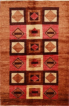 Gabbeh Brown Hand Knotted 5'2" X 7'9"  Area Rug 100-15810