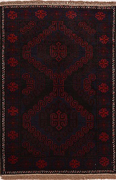 Baluch Black Hand Knotted 2'9" X 4'2"  Area Rug 100-17955