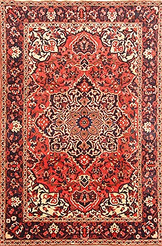 Bakhtiar Red Hand Knotted 7'1" X 10'4"  Area Rug 100-20821