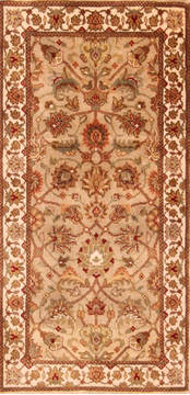 Kashan Brown Hand Knotted 2'0" X 4'0"  Area Rug 100-21138