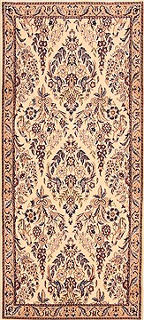 Nain White Runner Hand Knotted 3'0" X 6'5"  Area Rug 100-21525