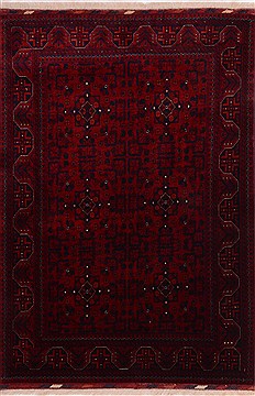Khan Mohammadi Red Hand Knotted 3'5" X 4'10"  Area Rug 100-21709