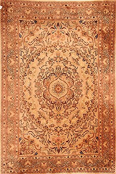 Kashan Beige Hand Knotted 6'6" X 9'10"  Area Rug 100-21865