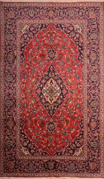 Kashan Red Hand Knotted 6'7" X 11'1"  Area Rug 100-74866