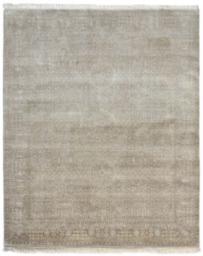Indian Jaipur Grey Rectangle 9x12 ft silk Carpet 75528