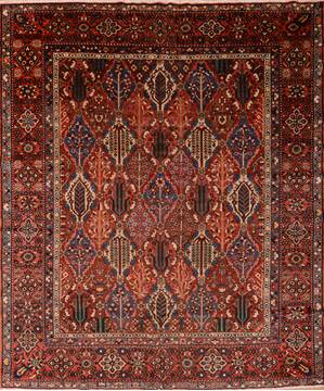 Bakhtiar Red Hand Knotted 10'4" X 12'2"  Area Rug 100-76175