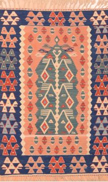 Afghan Kilim Red Rectangle 4x6 ft Wool Carpet 89876