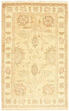 Turkish Oushak Beige Rectangle 4x6 ft Wool Carpet 10544
