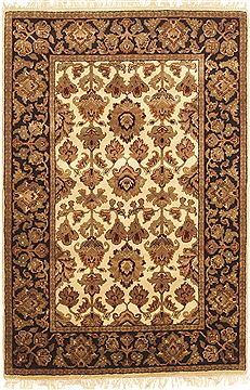 Indian Jaipur White Rectangle 4x6 ft Wool Carpet 10545