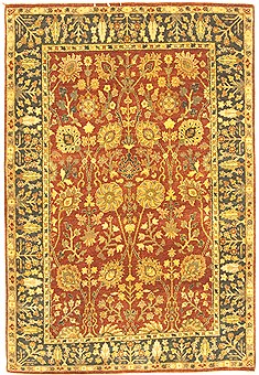 Indian Jaipur Red Rectangle 4x6 ft Wool Carpet 10546