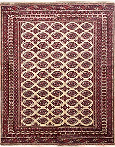 Persian Turkman Red Square 7 to 8 ft Wool Carpet 10821