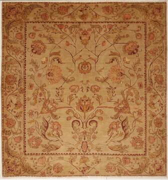 Indian Chobi Brown Rectangle 8x10 ft Wool Carpet 10892