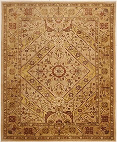 Pakistani Chobi Beige Rectangle 8x10 ft Wool Carpet 10901