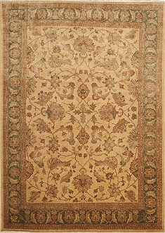 Pakistani Pak-Persian Beige Rectangle 9x12 ft Wool Carpet 10993