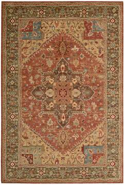 Nourison Living Treasures Red Rectangle 4x6 ft Wool Carpet 100332