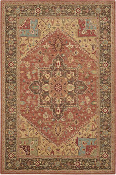 Nourison Living Treasures Red Rectangle 6x9 ft Wool Carpet 100334