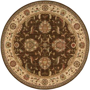 Nourison Living Treasures Brown Round 5 to 6 ft Wool Carpet 100363