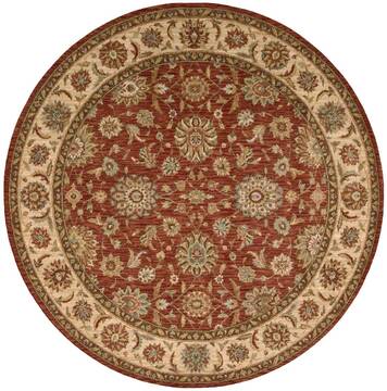 Nourison Living Treasures Red Round 5 to 6 ft Wool Carpet 100443
