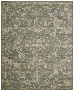 Nourison Silk Elements Blue Rectangle 8x10 ft Wool Carpet 103343
