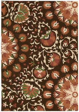 Nourison SUZANI Brown Rectangle 8x10 ft Wool Carpet 104240
