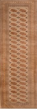 Bokhara Beige Runner Hand Knotted 4'2" X 9'5"  Area Rug 134-105887