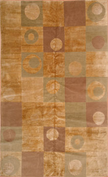 Indian Modern Beige Rectangle 6x9 ft wool and silk Carpet 105888