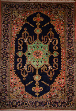 Persian Karajeh Blue Rectangle 13x20 ft and Larger Wool Carpet 108978