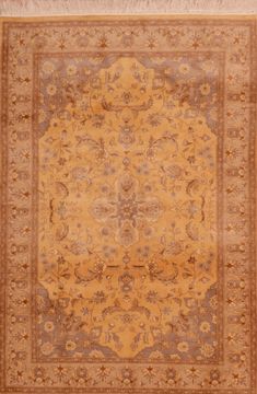 Pak-Persian Beige Hand Knotted 4'2" X 6'1"  Area Rug 100-109073
