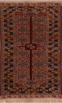 Afghan Kilim Red Rectangle 4x6 ft Wool Carpet 109235