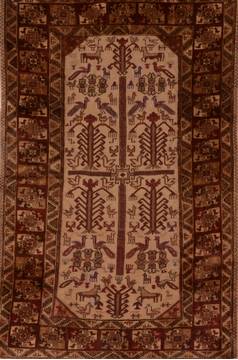 Baluch Beige Hand Knotted 3'7" X 5'10"  Area Rug 100-109248