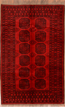 Afghan Khan Mohammadi Red Rectangle 5x8 ft Wool Carpet 109258