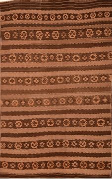 Afghan Kilim Brown Rectangle 7x10 ft Wool Carpet 109263