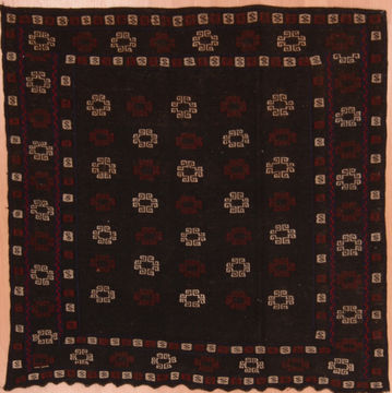 Afghan Kilim Blue Square 4 ft and Smaller Wool Carpet 109289