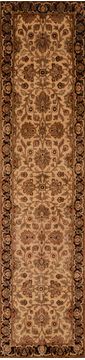 Indian Jaipur Beige Runner 10 to 12 ft Wool Carpet 109367