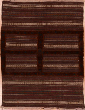 Kilim Red Square Hand Knotted 3'11" X 4'6"  Area Rug 100-109391