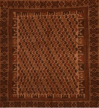 Afghan Kilim Brown Rectangle 6x9 ft Wool Carpet 109645