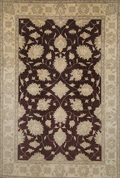 Pakistani Chobi Brown Rectangle 7x10 ft Wool Carpet 109731
